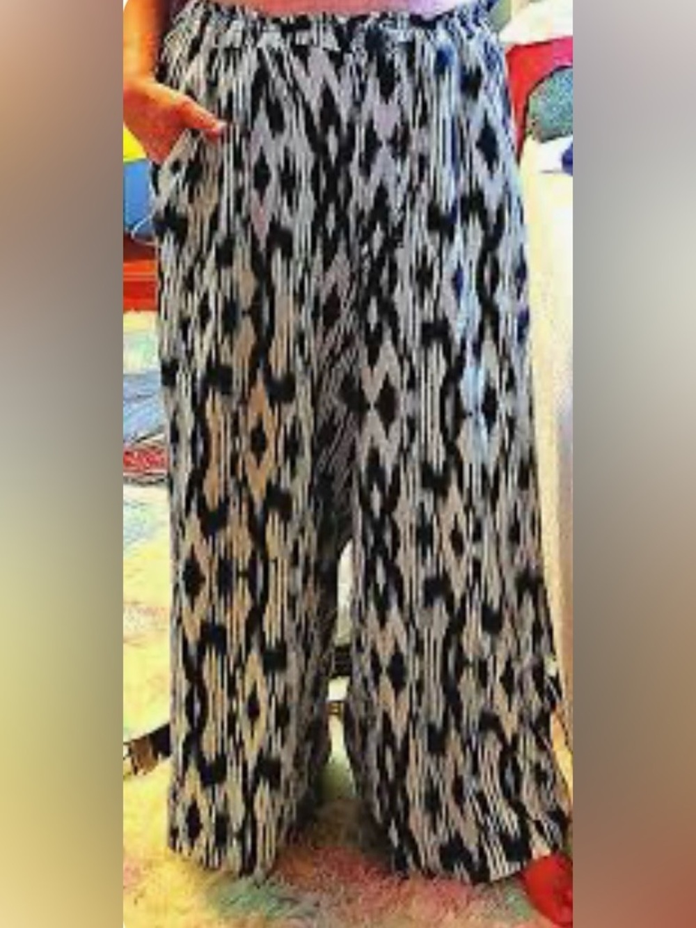 Torrid Ikat Black and white Pull-On Wide Leg Stretch Challis Pants size 5 short
